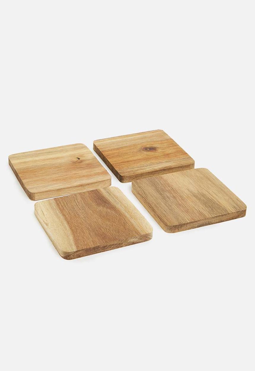 Excellent Houseware - Acacia coaster set - brown