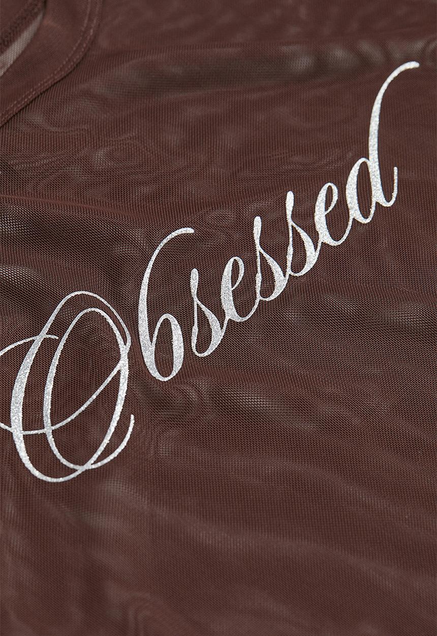 H&M - Printed T-shirt - dark brown/obsessed