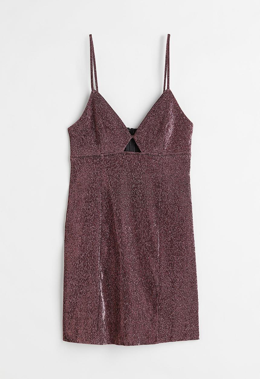 H&M - Cut-out mini dress - dark red/glittery