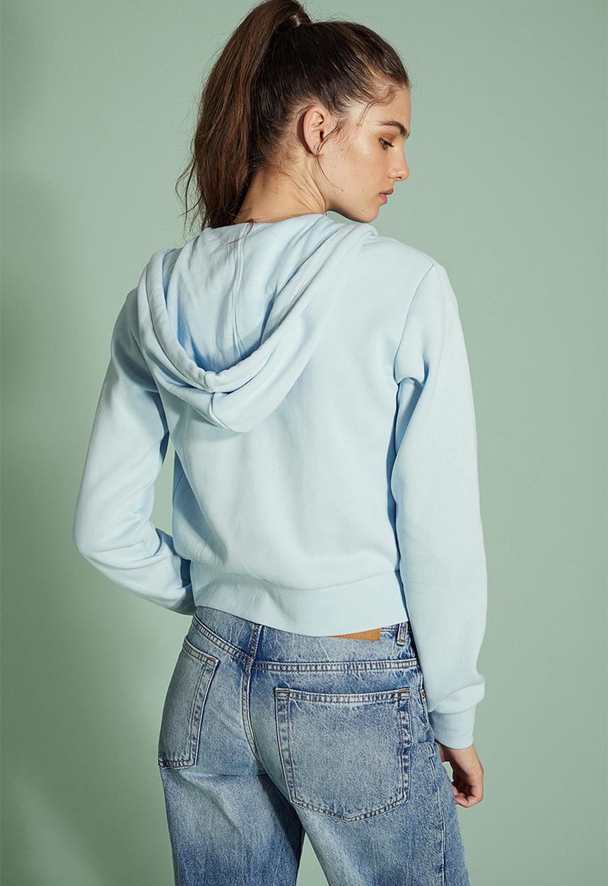 H&M - Cropped zip-through hoodie - light blue