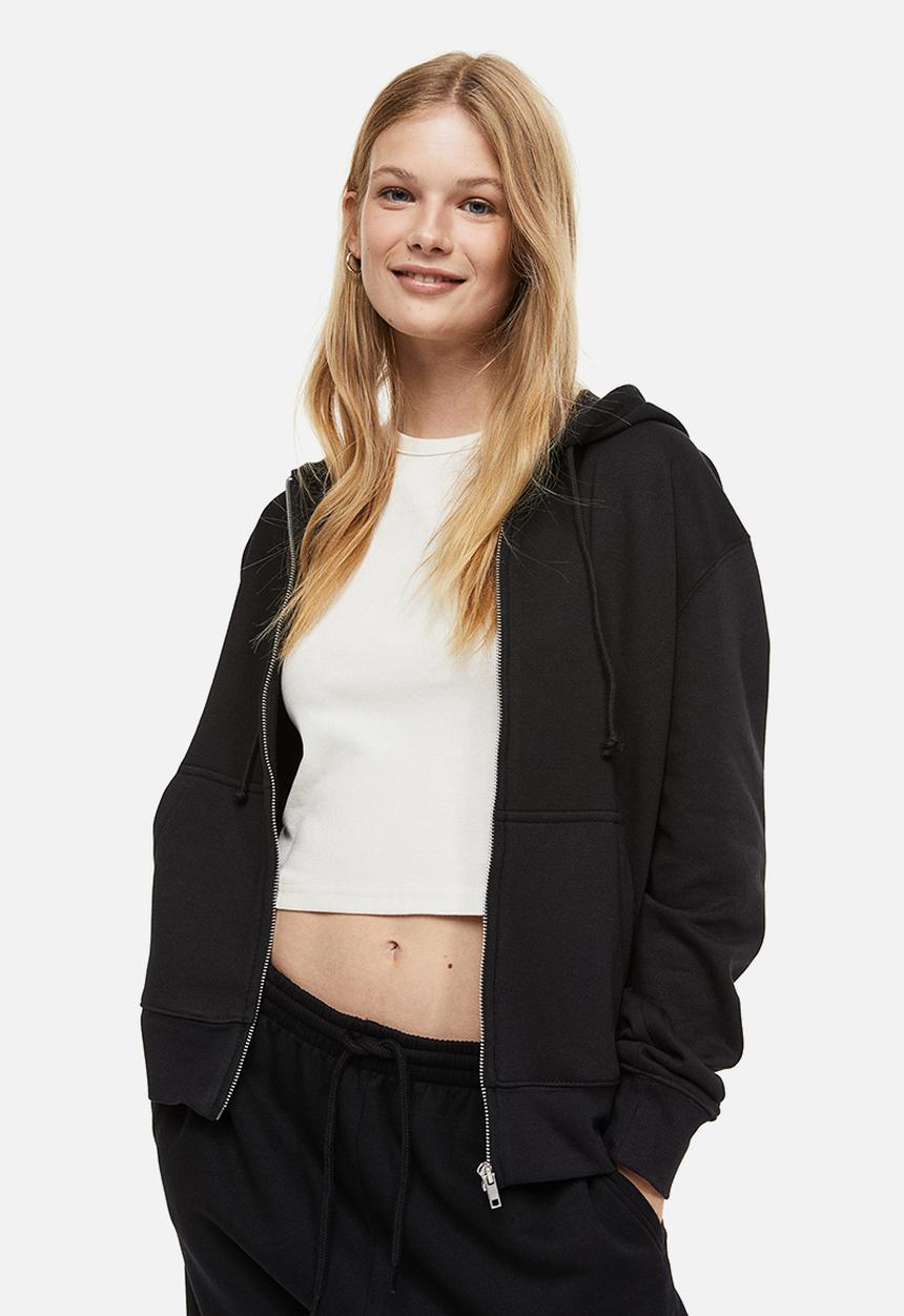 H&M - Zip-through hoodie - black
