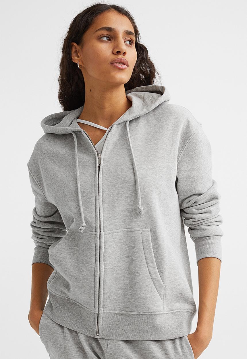 H&M - Zip-through hoodie - light grey marl