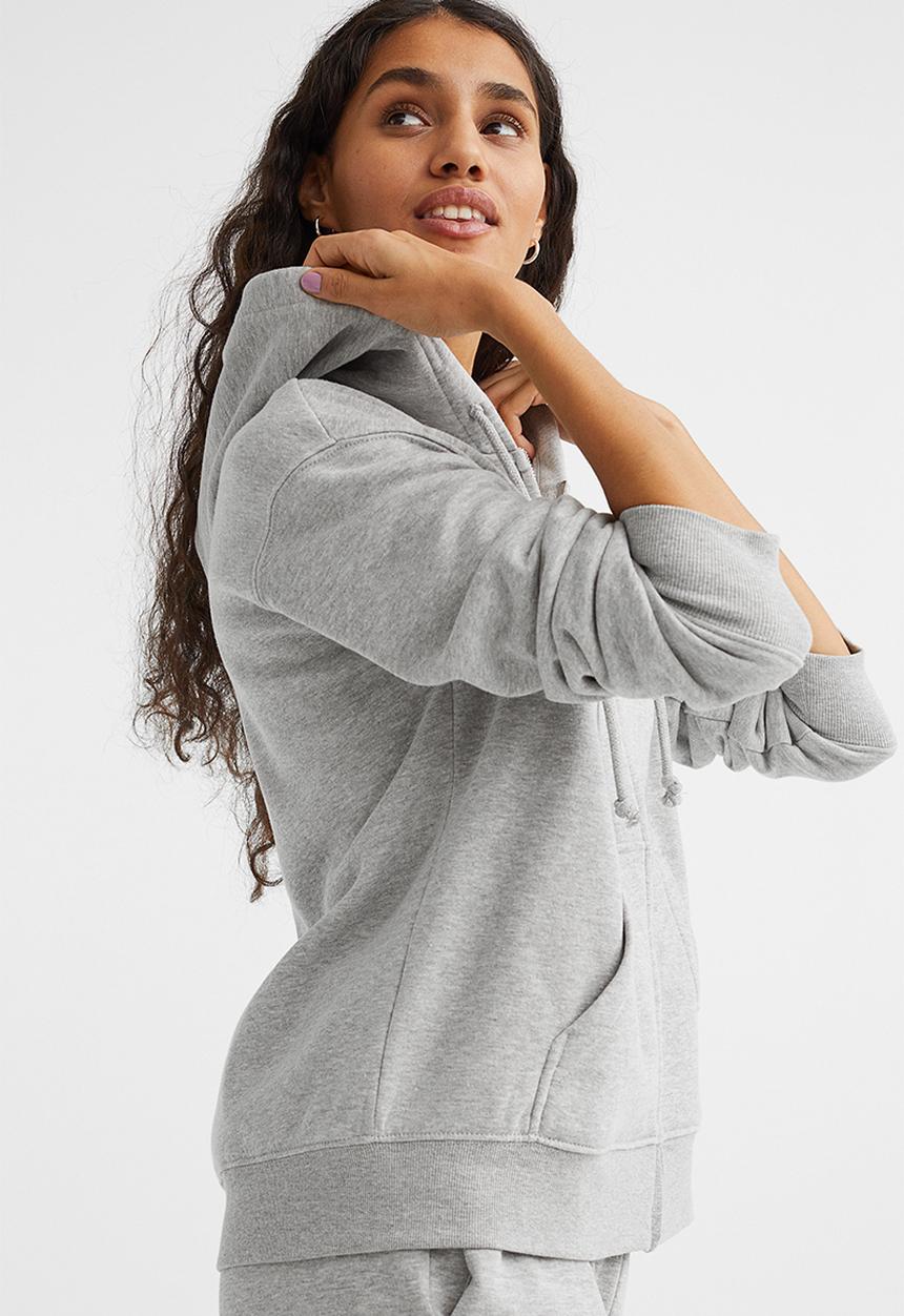 H&M - Zip-through hoodie - light grey marl