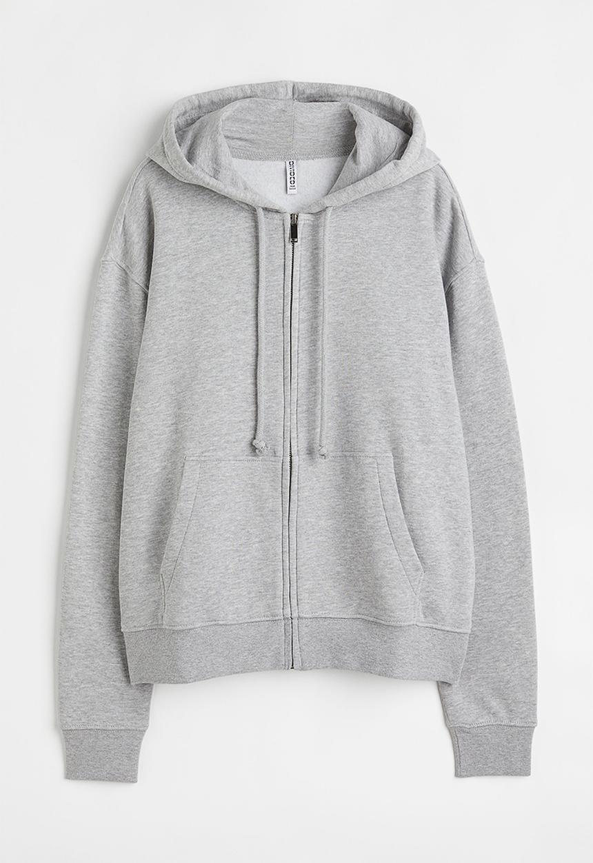 H&M - Zip-through hoodie - light grey marl