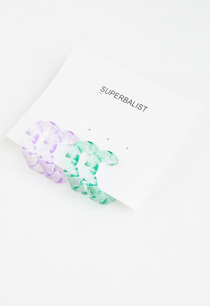Superbalist - Blanka hoop earring pack - blue & purple