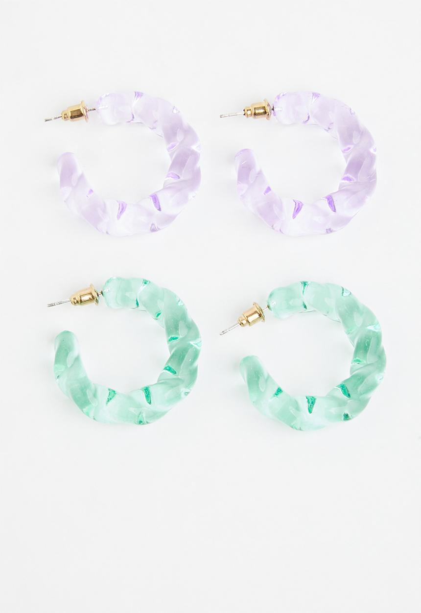 Superbalist - Blanka hoop earring pack - blue & purple