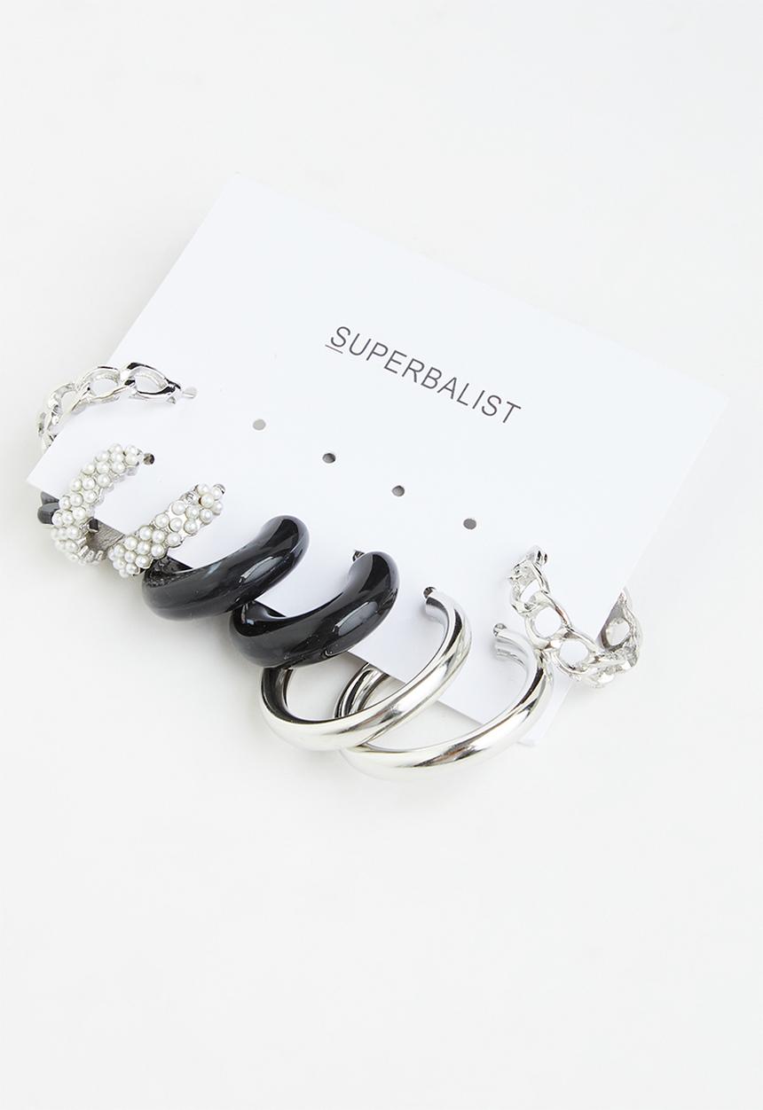 Superbalist - Phillipa earring pack - silver & black