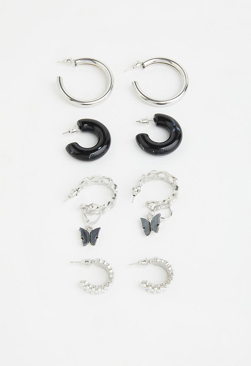 Superbalist - Phillipa earring pack - silver & black