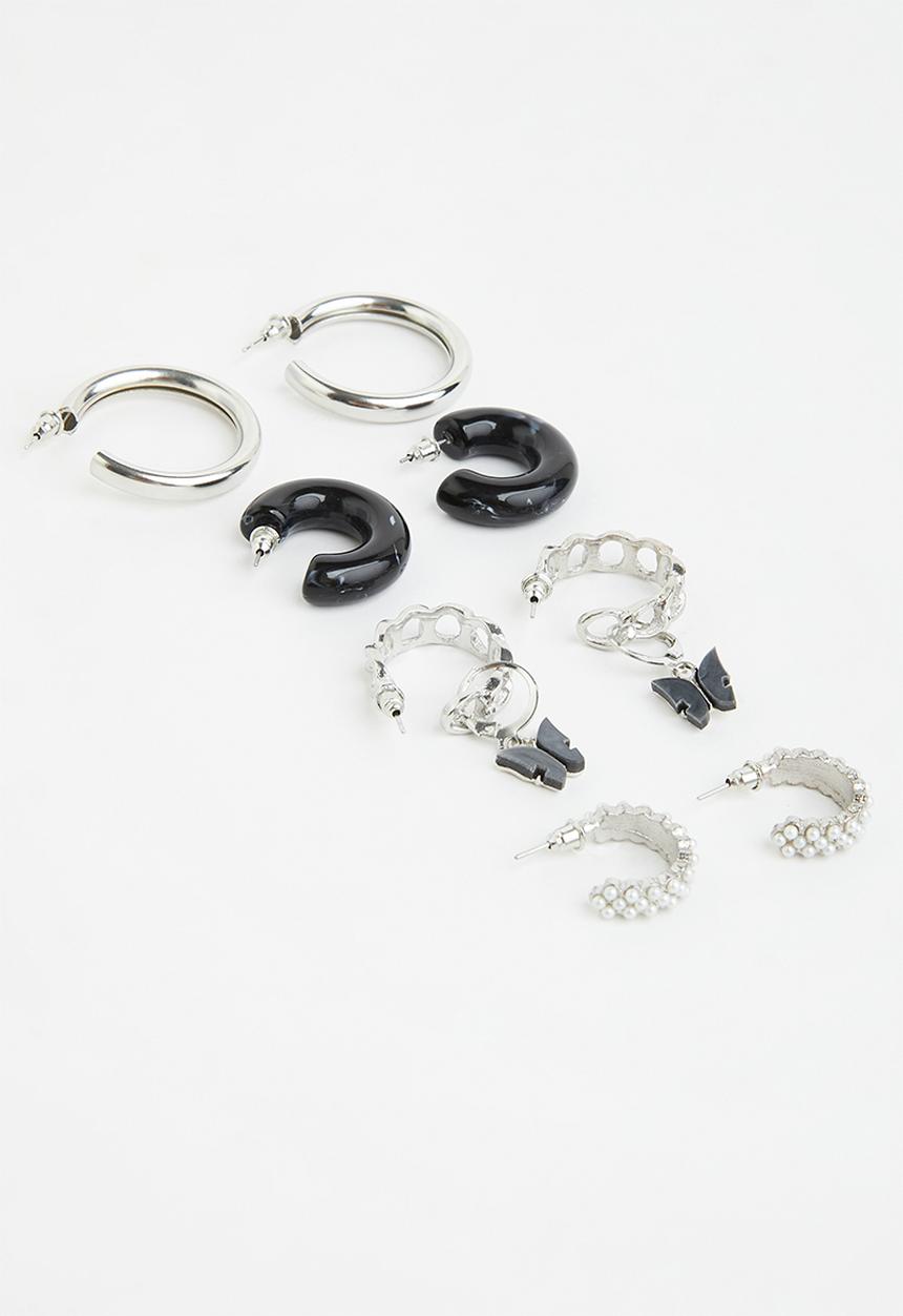 Superbalist - Phillipa earring pack - silver & black