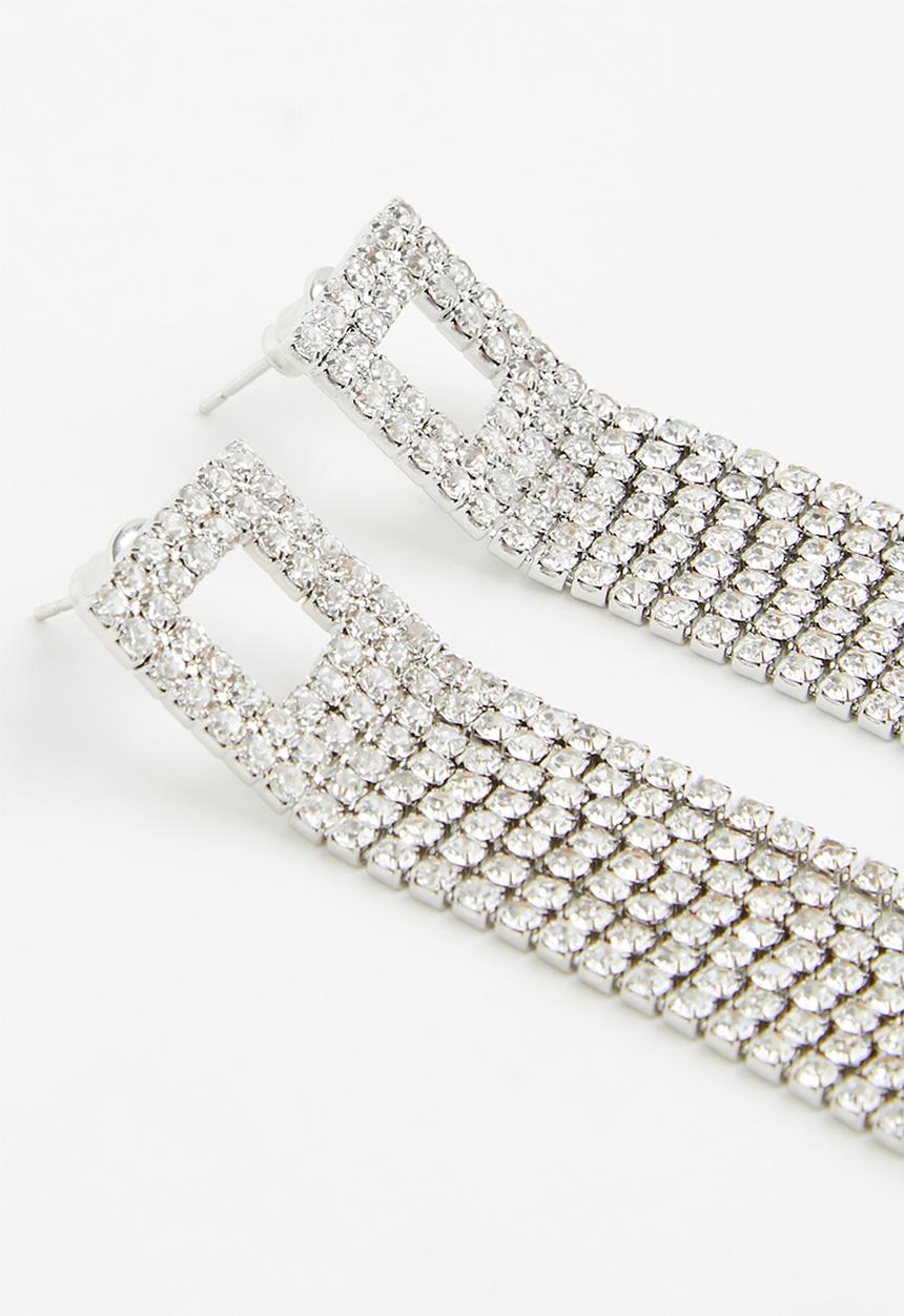 Superbalist - Statement diamante earrings - silver