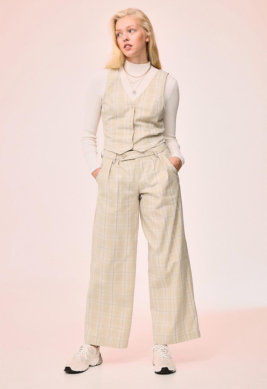 H&M - Suit waistcoat - light beige/white checked