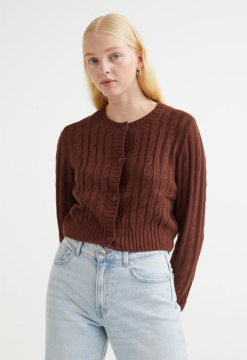 H&M - Cable-knit cardigan - dark brown