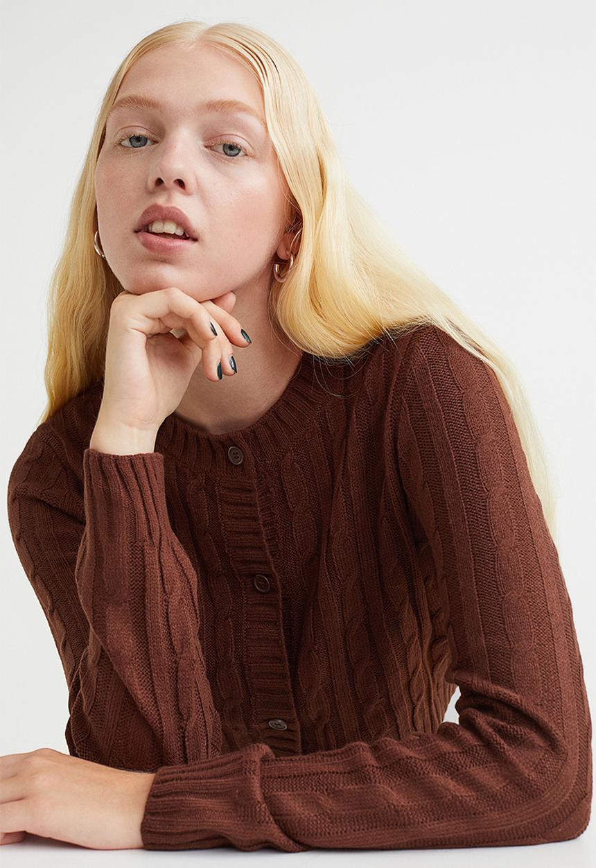 H&M - Cable-knit cardigan - dark brown