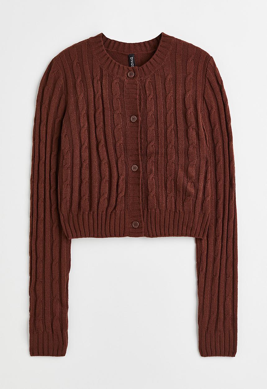 H&M - Cable-knit cardigan - dark brown