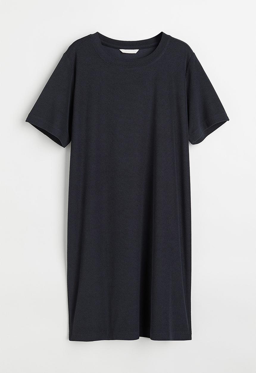 H&M - Terry T-shirt dress - dark blue 
