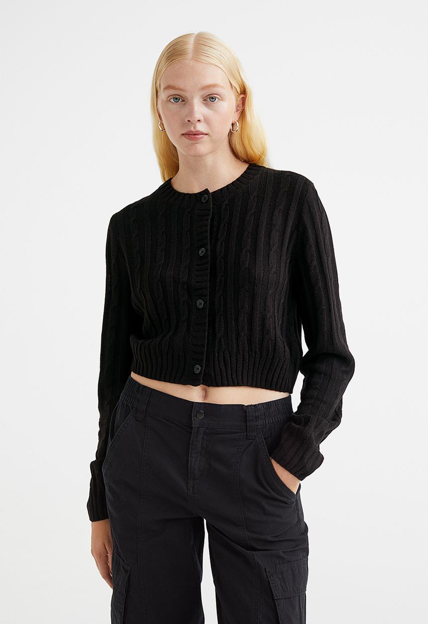 H&M - Cable-knit cardigan - black