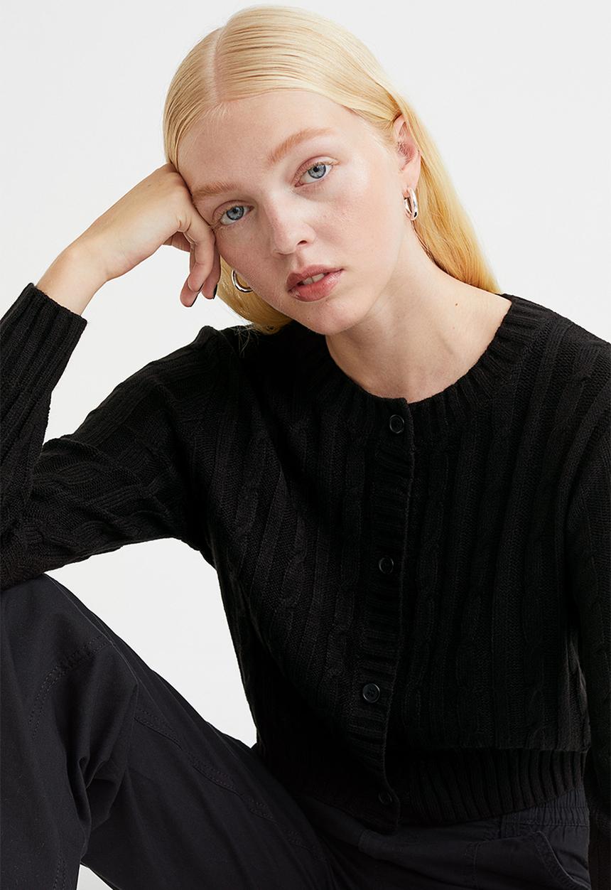 H&M - Cable-knit cardigan - black