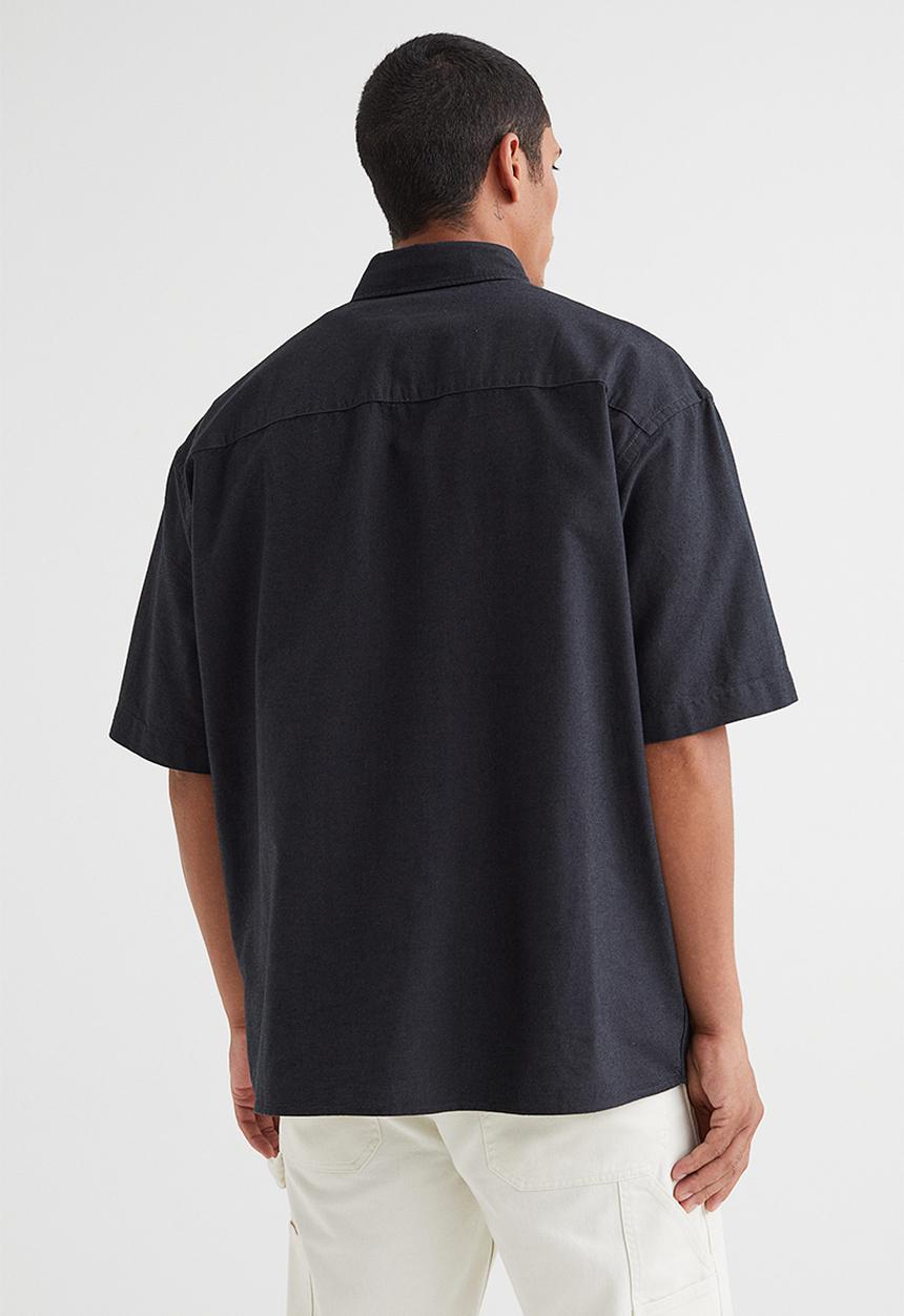 H&M - Oversized fit short sleeved oxford shirt - dark grey