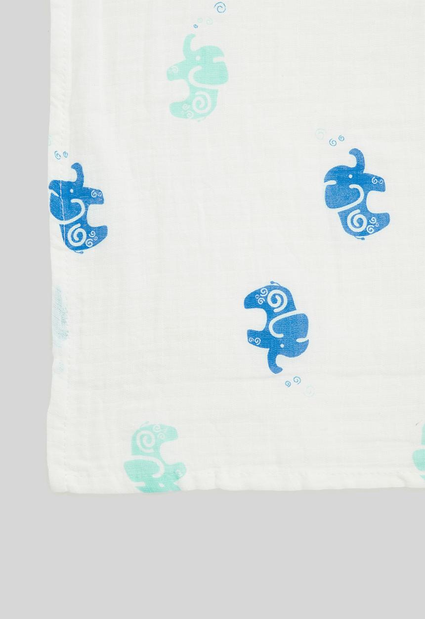 Pop Candy - Baby elephant blanket - white & blue