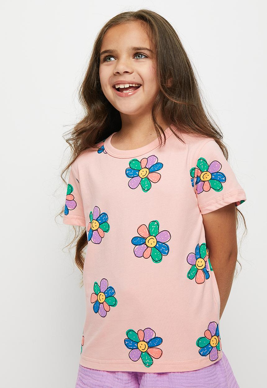 Pop Candy - Girls flower tee - pink