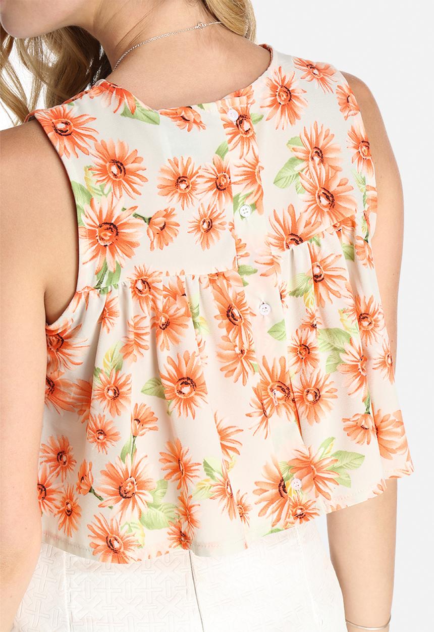 Lola May - Floral Cropped Smock Top