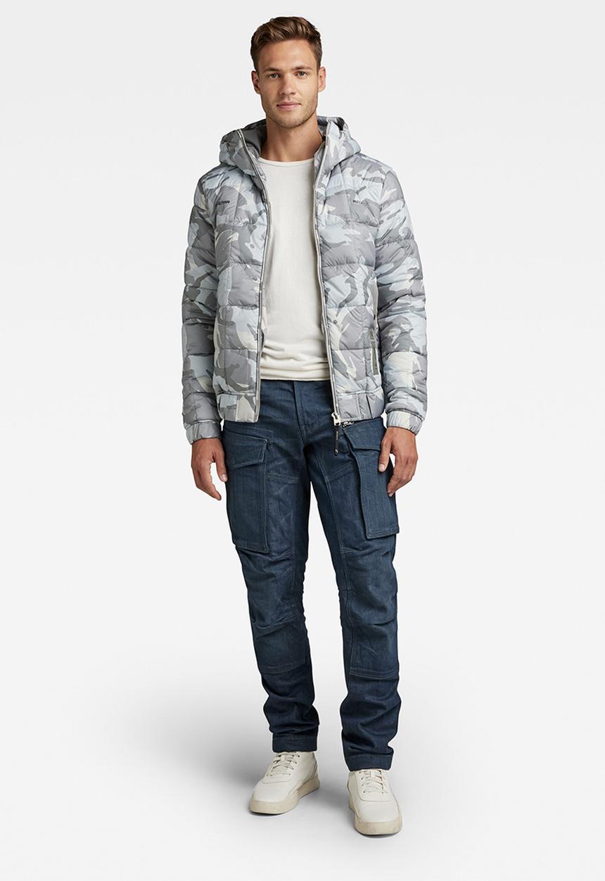 G-STAR - Meefic squared quilted hooded jacket - cool grey woodland camo