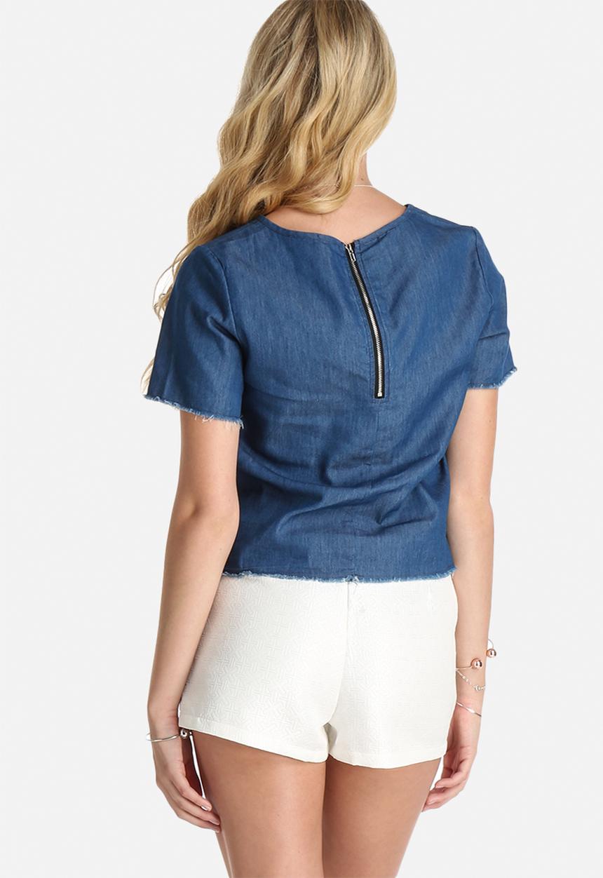 Lola May - Denim Raw Edge Top