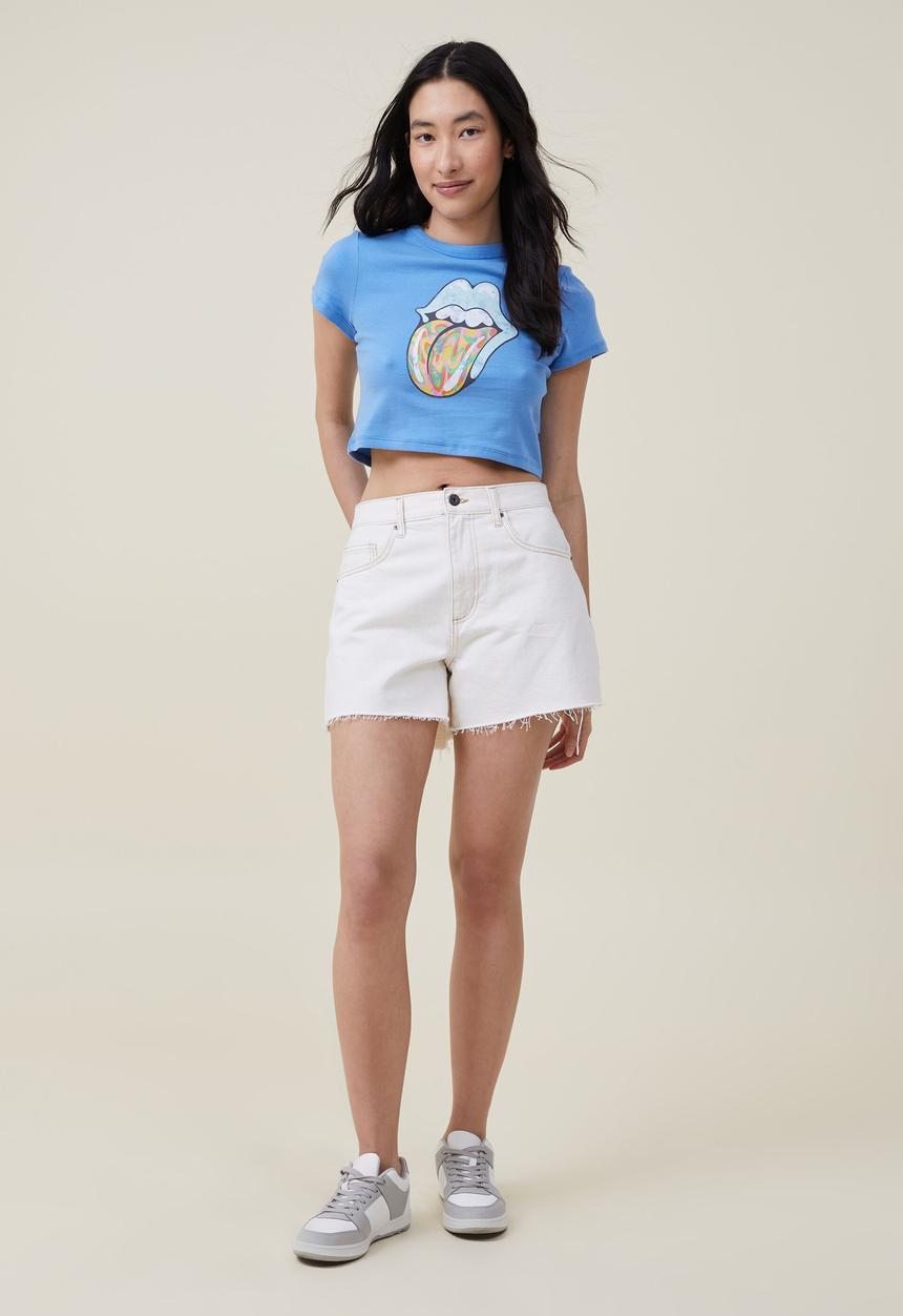 Cotton On - Micro it rib graphic tee - lcn br rolling stones/blue