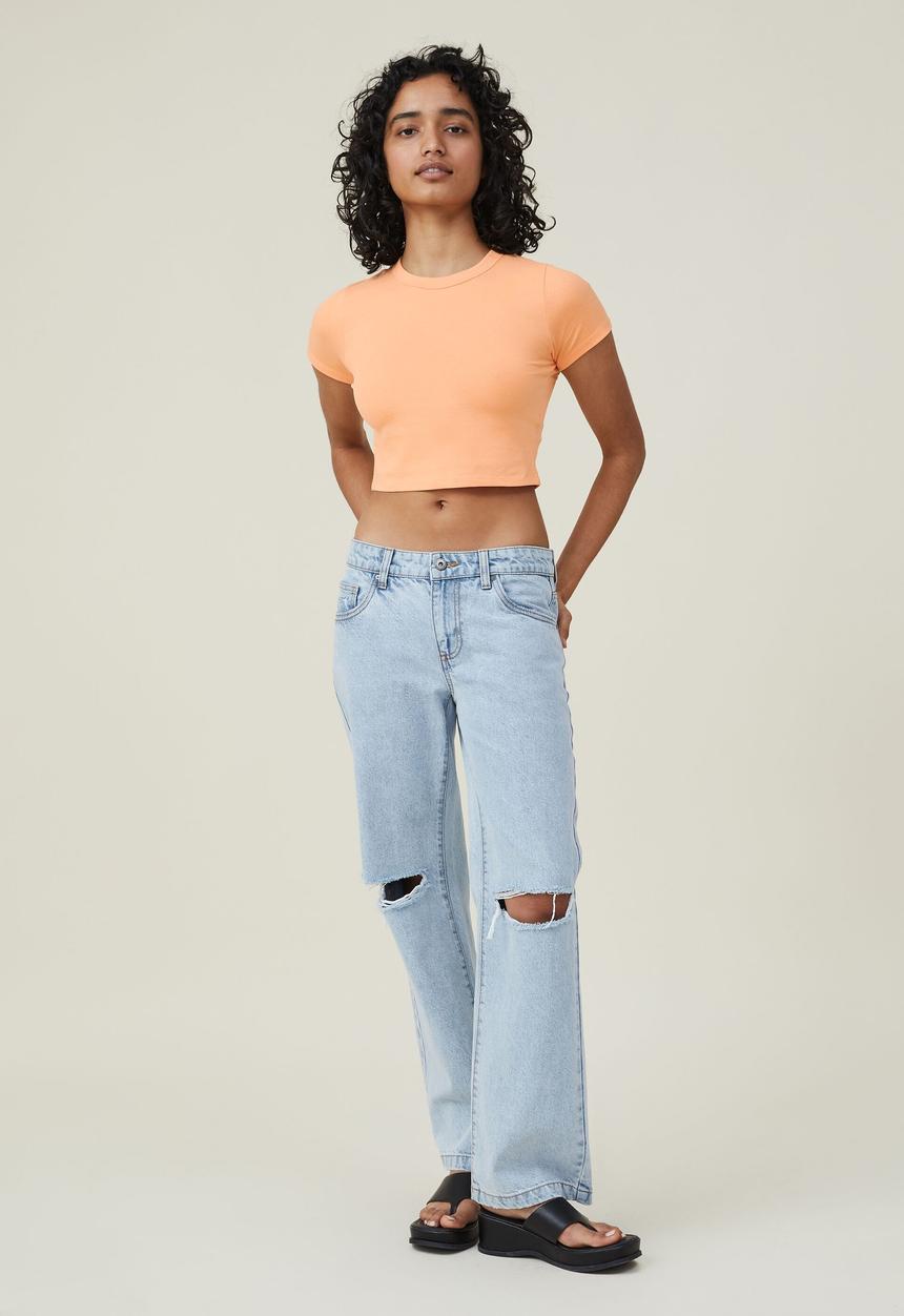 Cotton On - Micro crop tee - soft orange