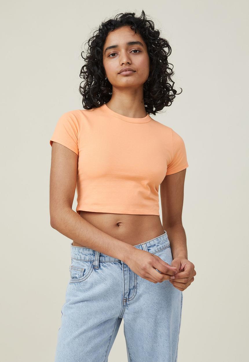 Cotton On - Micro crop tee - soft orange