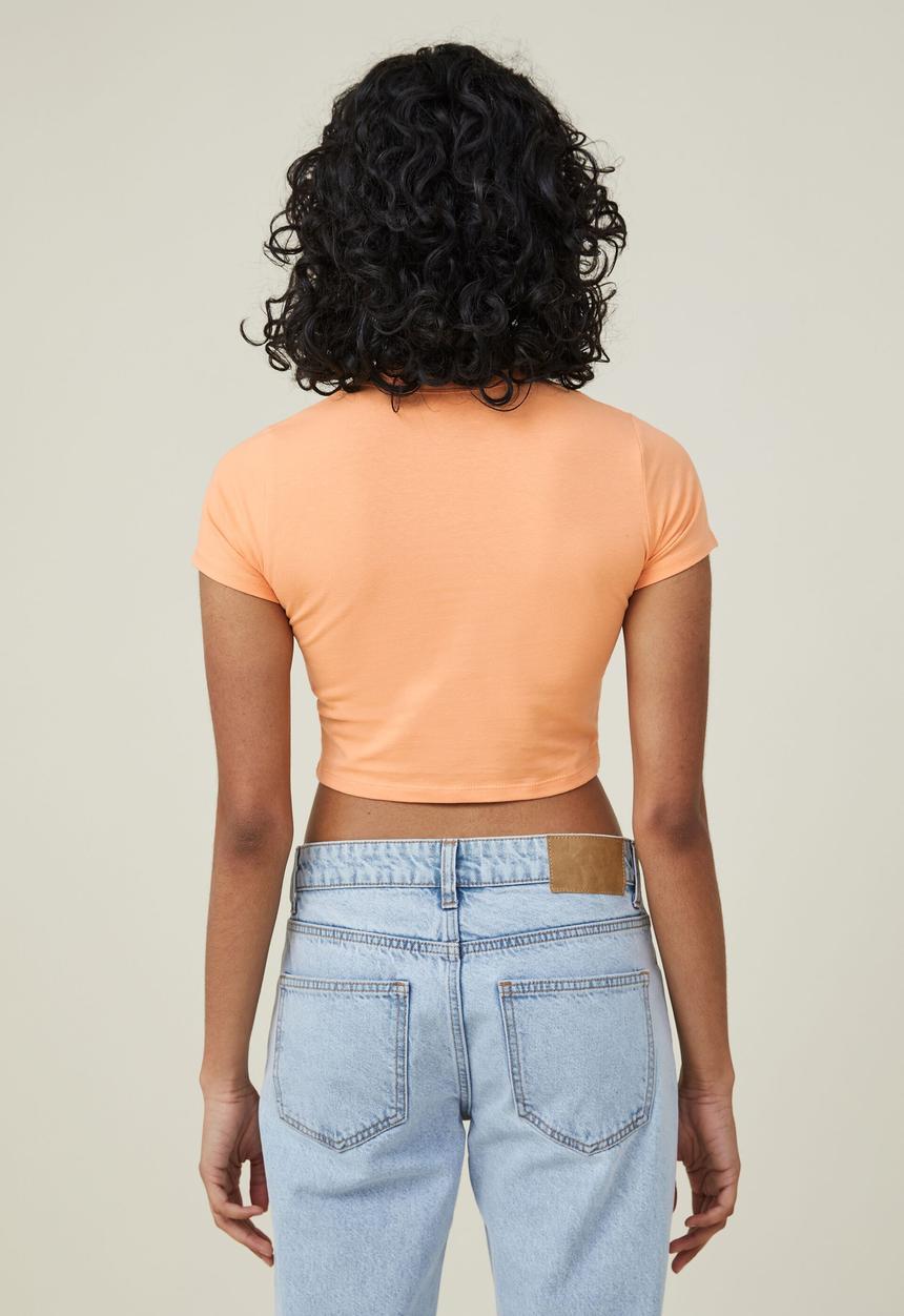 Cotton On - Micro crop tee - soft orange