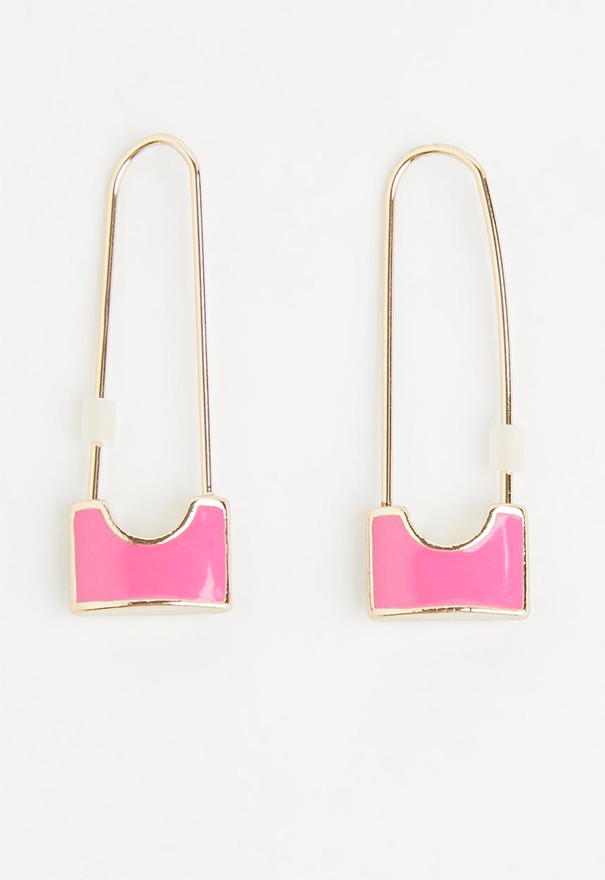 Superbalist - Safety pin earrings - gold & pink