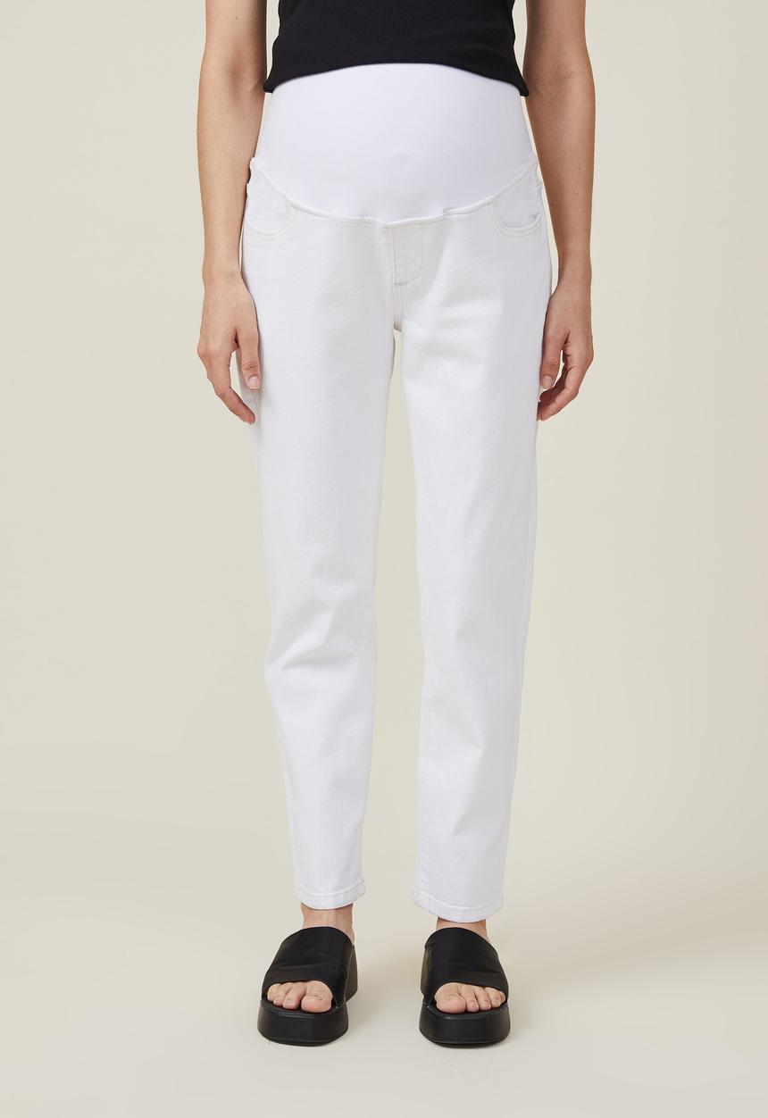Cotton On - Maternity stretch mom jean (over belly) - whitehaven