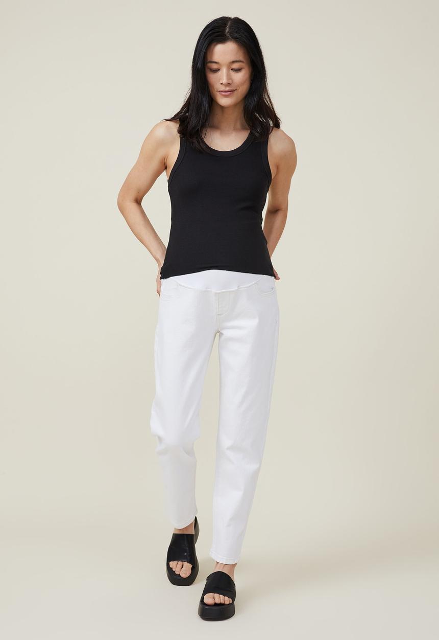 Cotton On - Maternity stretch mom jean (over belly) - whitehaven