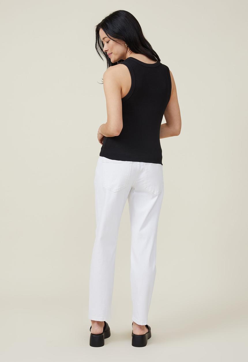 Cotton On - Maternity stretch mom jean (over belly) - whitehaven