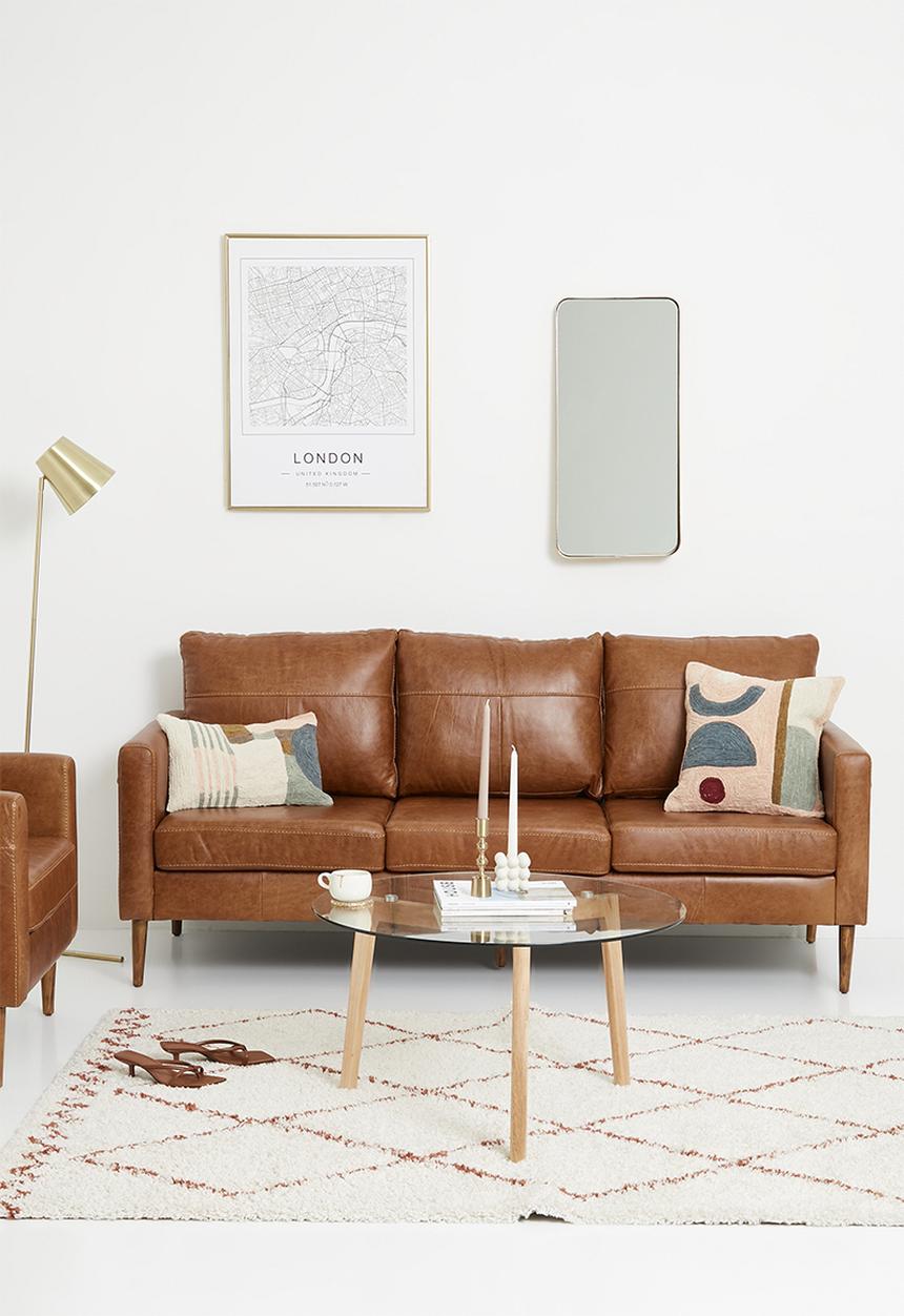 SF Collection - Teramo 3 seater genuine leather - tan