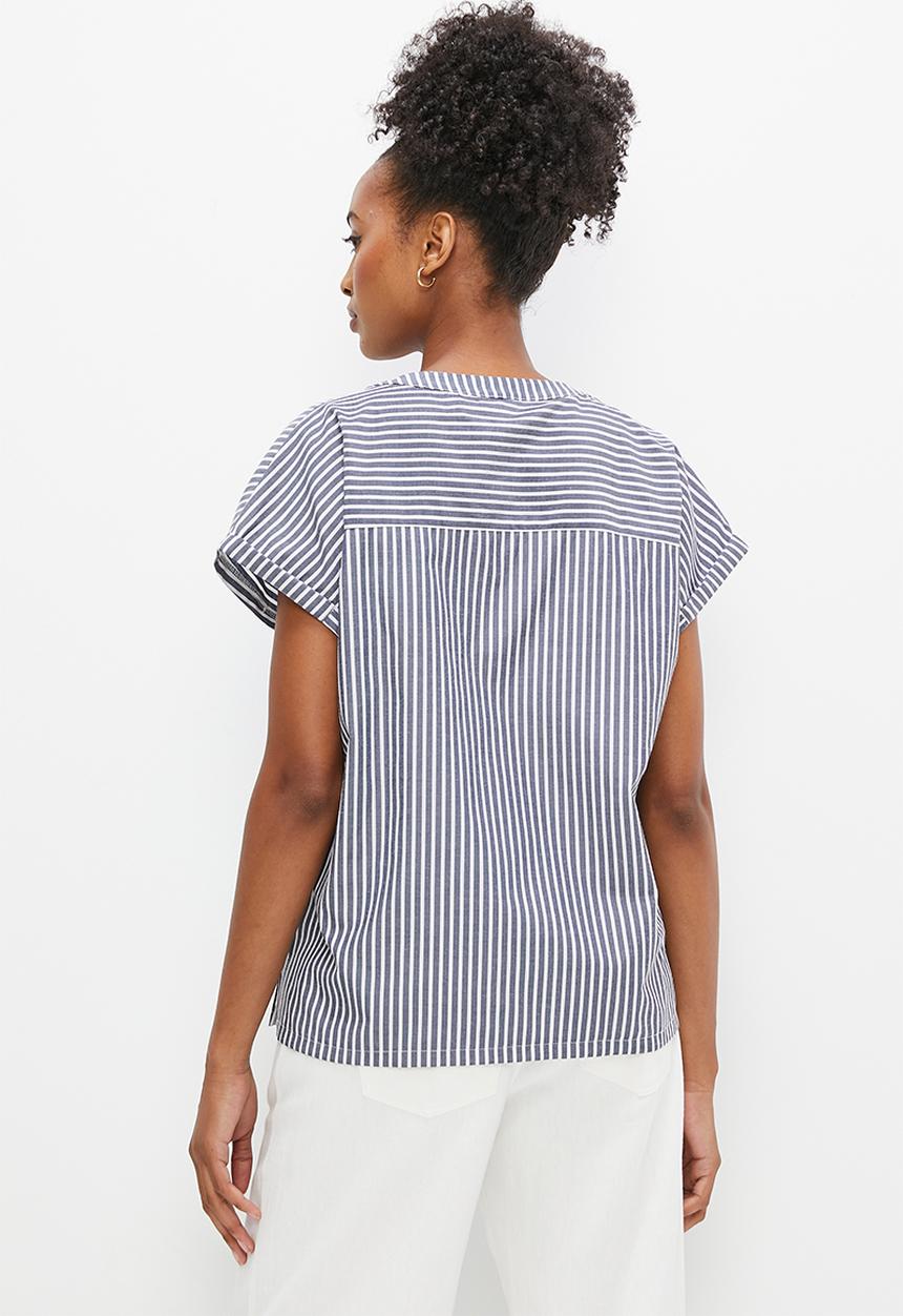 edit - Polin oversized collared shell - grey stripe