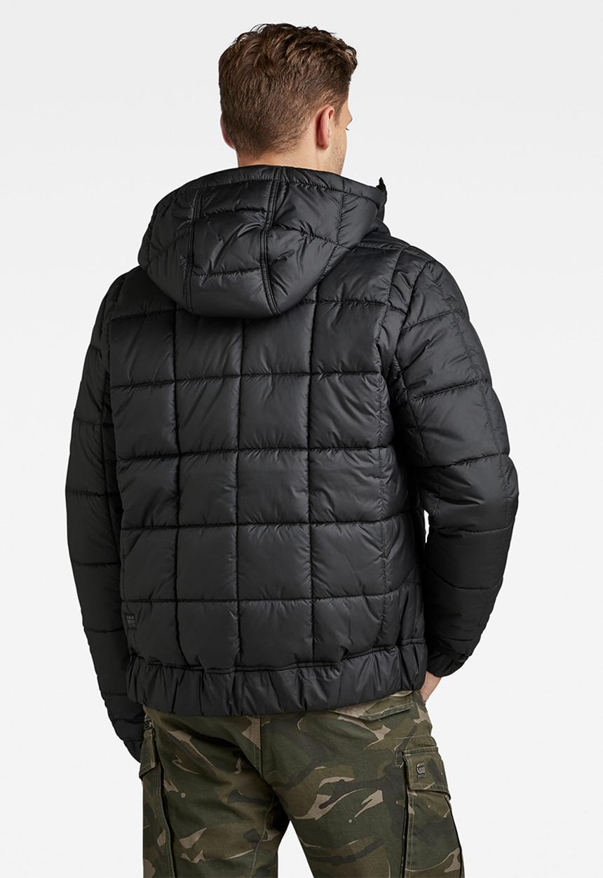 G-STAR - Meefic square quilted hooded jacket - dk black