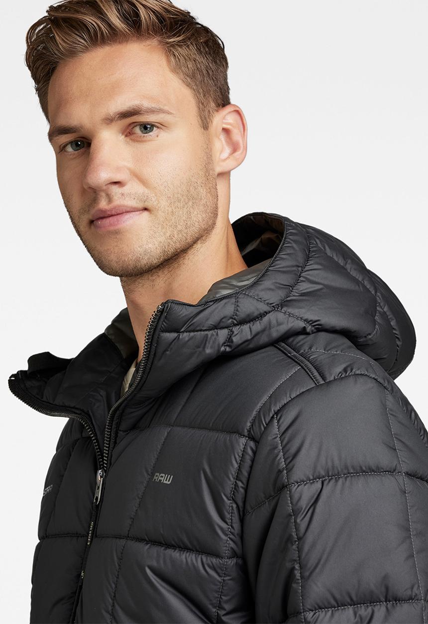 G-STAR - Meefic square quilted hooded jacket - dk black
