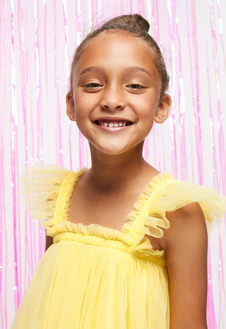 Pop Candy - Girls mesh dress - yellow