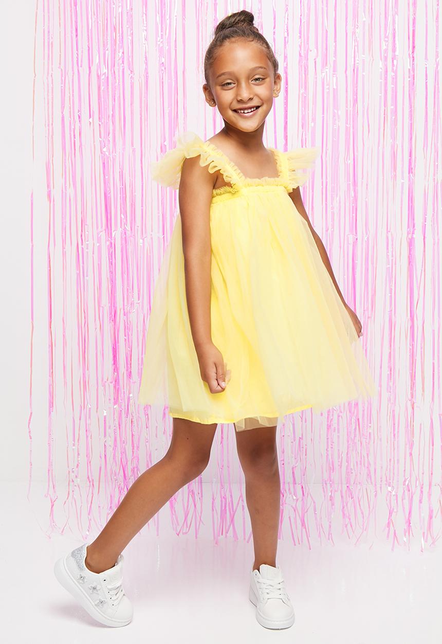 Pop Candy - Girls mesh dress - yellow