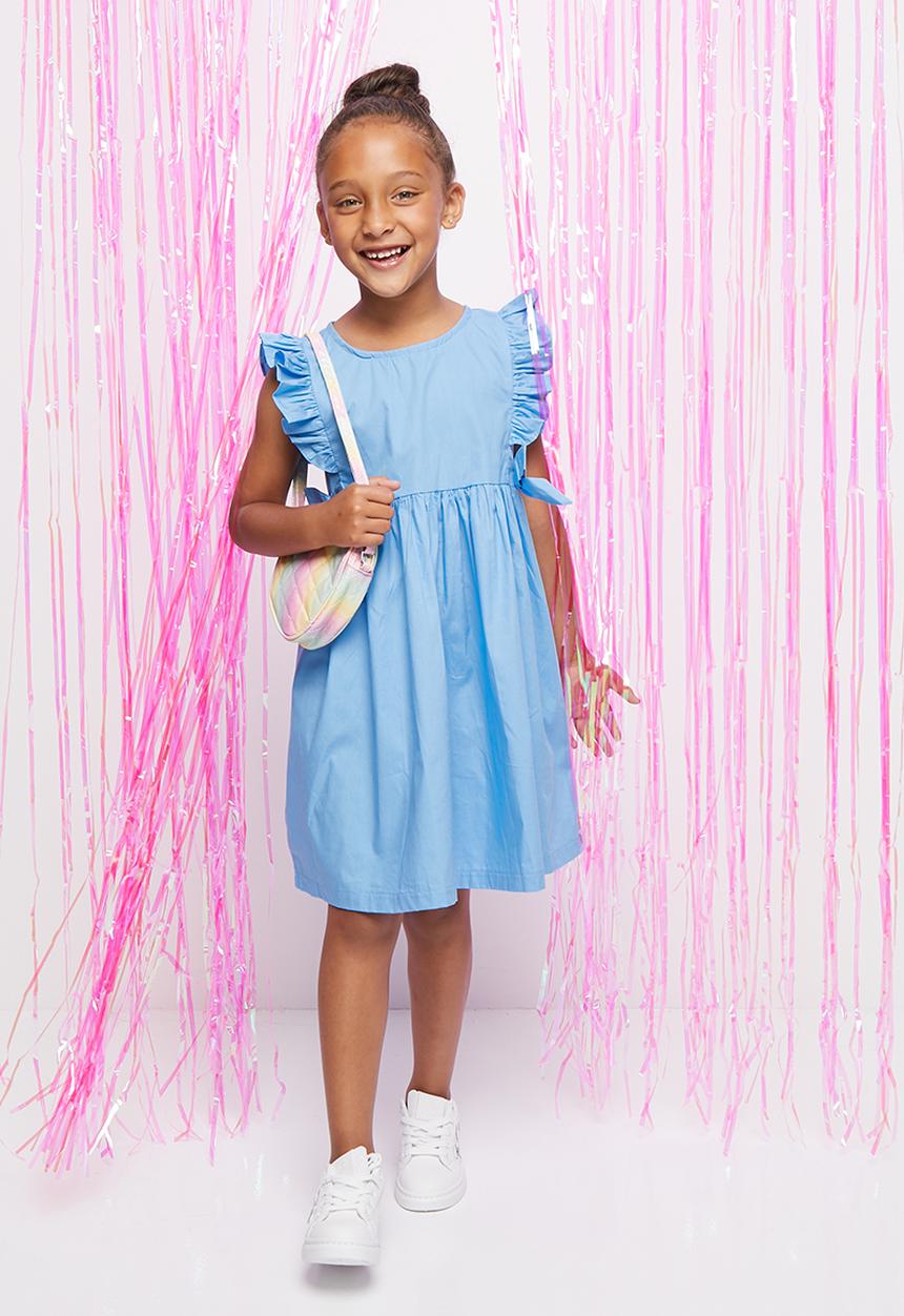 Pop Candy - Girls dress with bows - blue