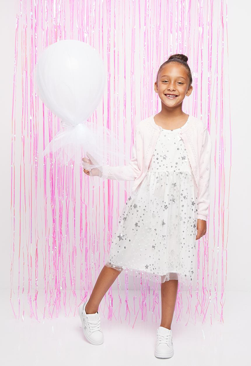 Pop Candy - Girls star dress - white