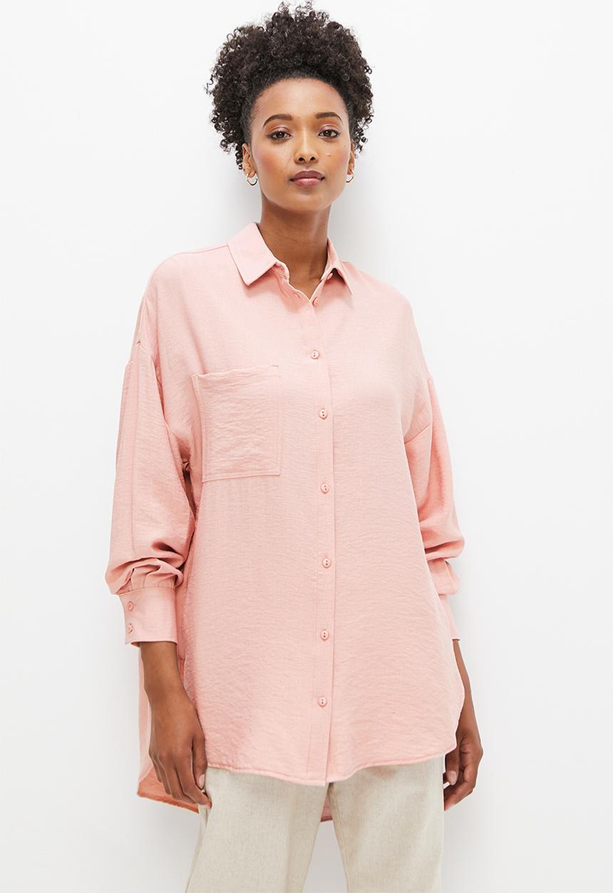edit - Cheesecloth oversized shirt - pink rose