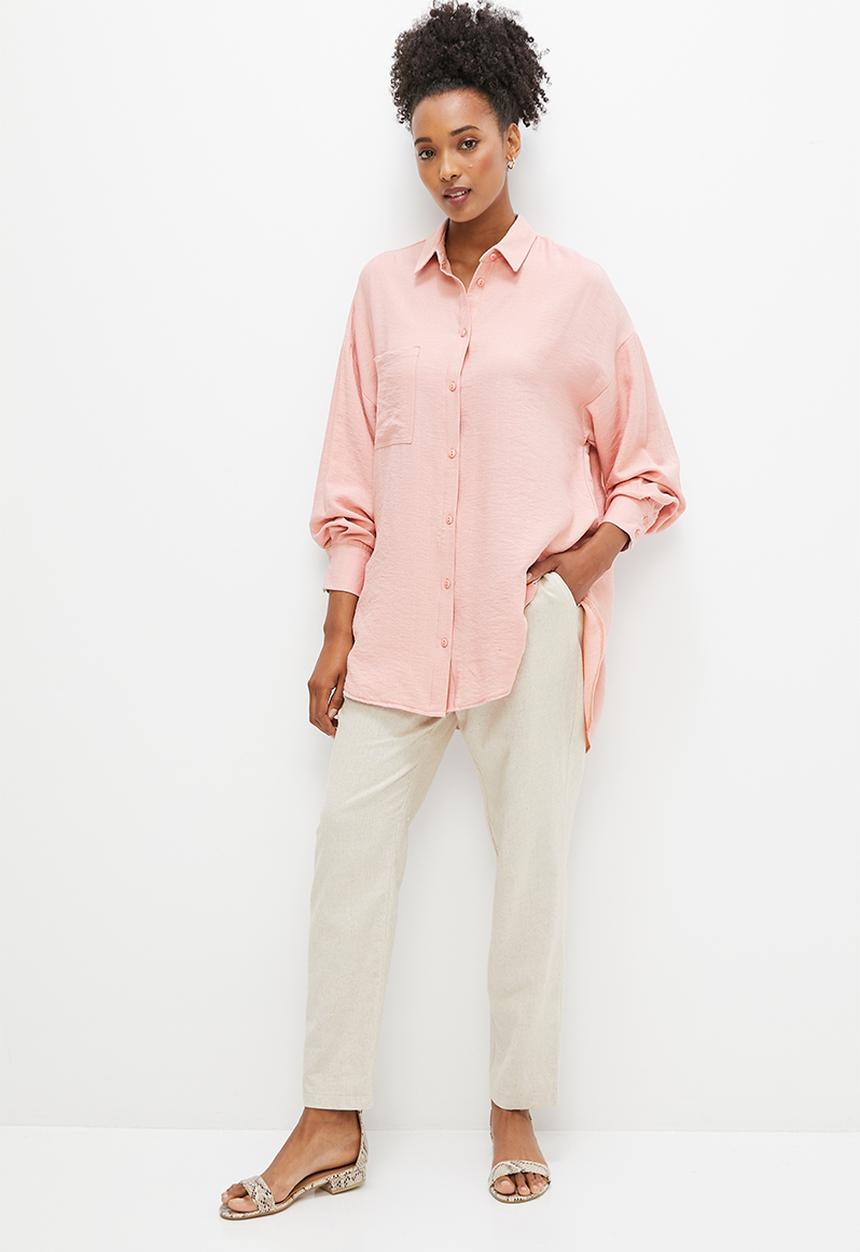 edit - Cheesecloth oversized shirt - pink rose