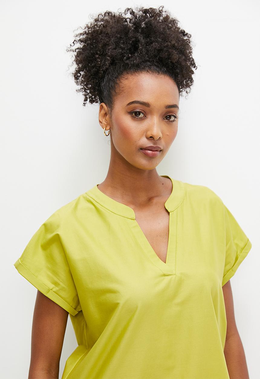 Polin oversized collared shell - chartreuse