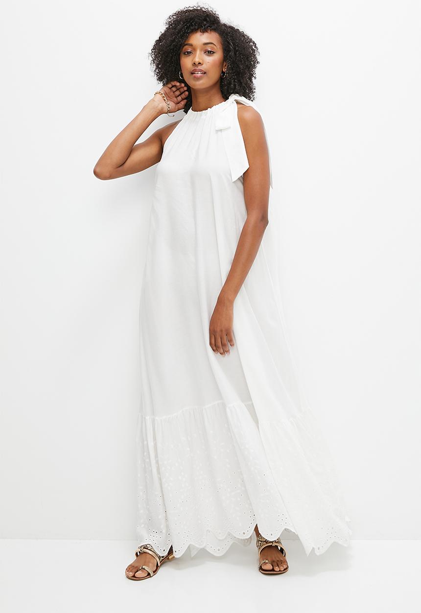 MILLA - Halter trapeze anglaise maxi dress - ivory
