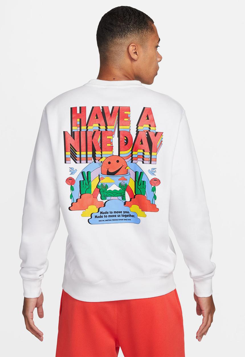 Nike - M nsw flc crew swsh spirit - white