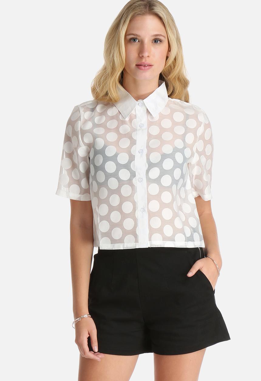 Lola May - Polka Dot Semi-Sheer Shirt