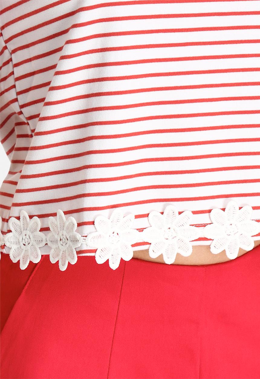 Lola May - Thick Jersey Cropped Top with Lace
